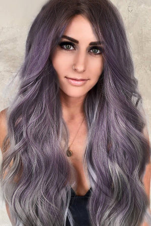 26'' Purple Gray Wavy Full Machine Wig - MXSTUDIO.COM