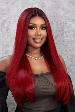 26" Red Ombre Straight Lace Front Wig - MXSTUDIO.COM