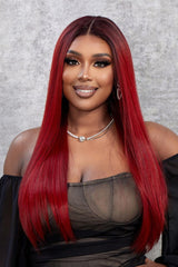 26" Red Ombre Straight Lace Front Wig - MXSTUDIO.COM