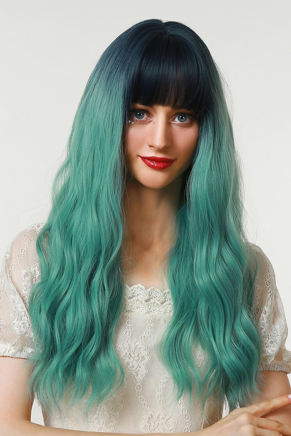 26" Seafoam Ombre Wavy Full-Machine Wig - MXSTUDIO.COM