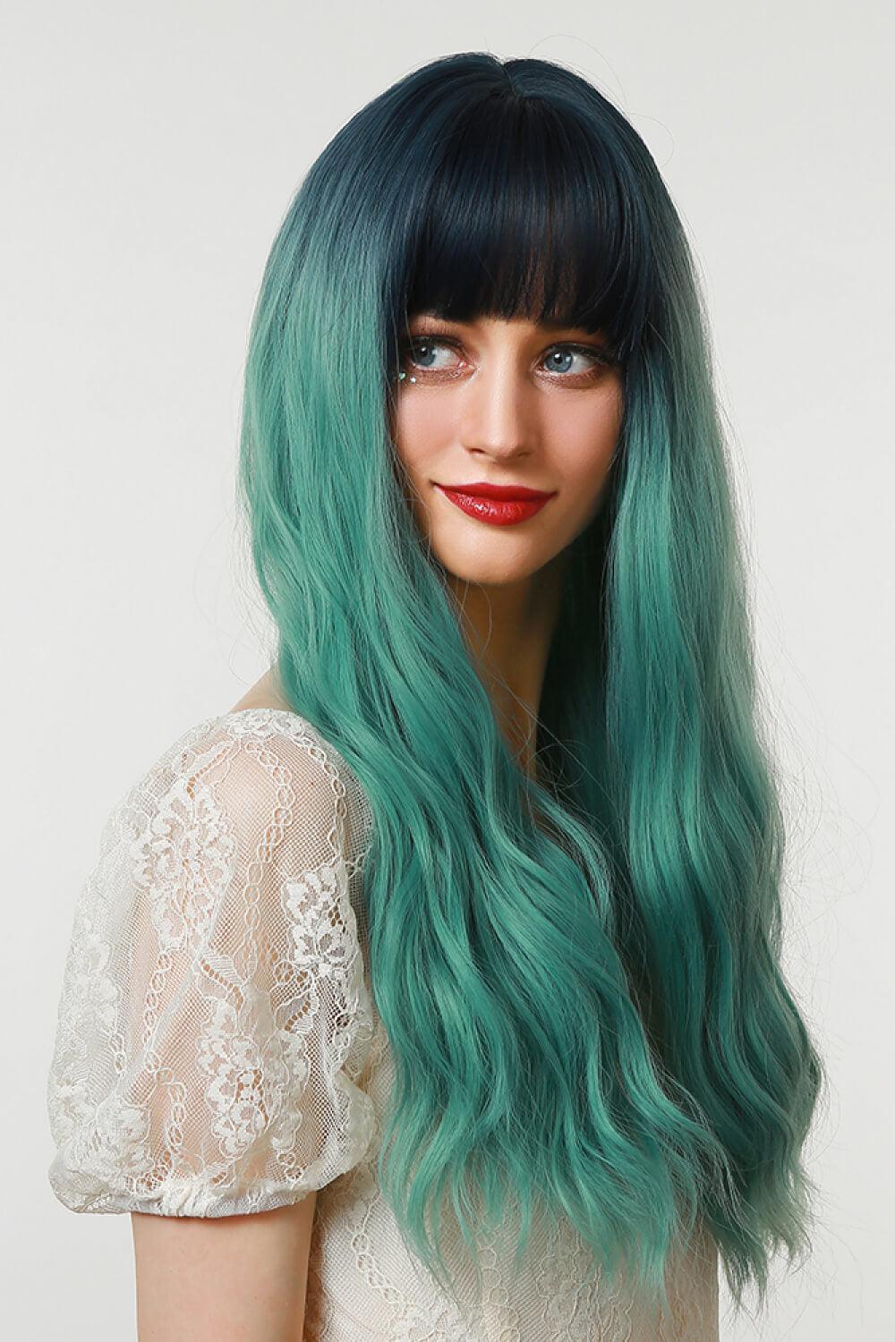 26" Seafoam Ombre Wavy Full-Machine Wig - MXSTUDIO.COM