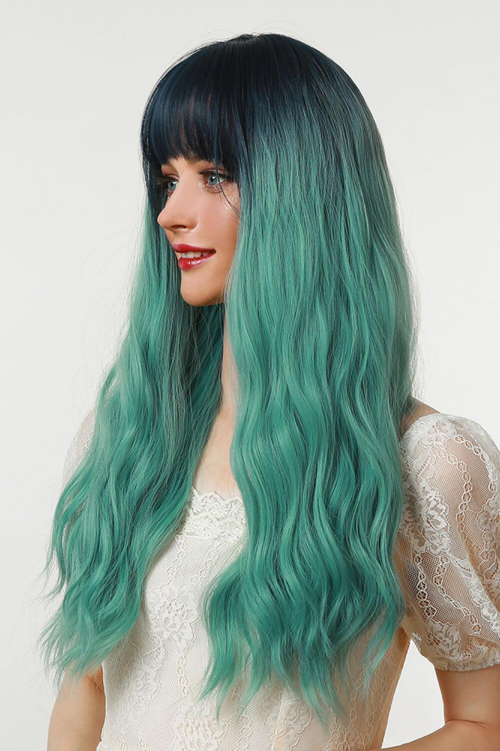 26" Seafoam Ombre Wavy Full-Machine Wig - MXSTUDIO.COM