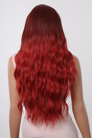 27" Red Ombre Wavy Full-Machine Wig - MXSTUDIO.COM