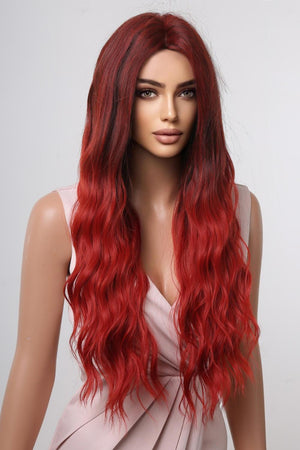 27" Red Ombre Wavy Full-Machine Wig - MXSTUDIO.COM