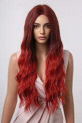 27" Red Ombre Wavy Full-Machine Wig - MXSTUDIO.COM