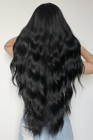 28'' Black Long Wavy Full Machine Wig - MXSTUDIO.COM