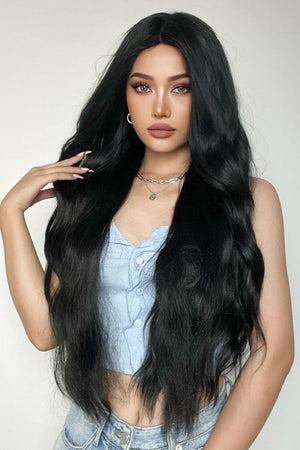 28'' Black Long Wavy Full Machine Wig - MXSTUDIO.COM