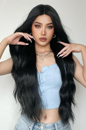 28'' Black Long Wavy Full Machine Wig - MXSTUDIO.COM