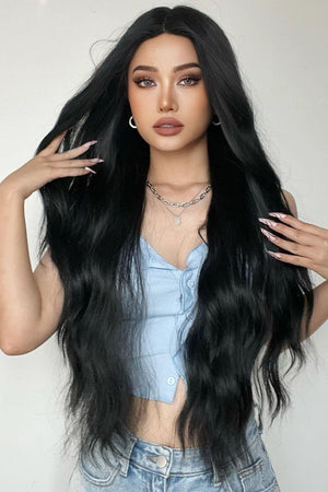 28'' Black Long Wavy Full Machine Wig - MXSTUDIO.COM