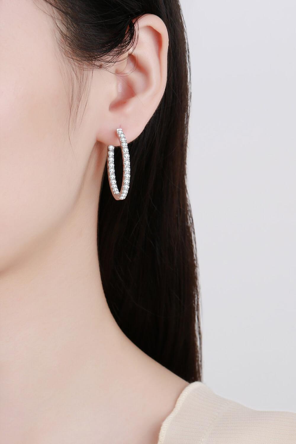 2.88 Carat Moissanite Sterling Silver Hoop Earrings - MXSTUDIO.COM