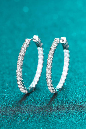 2.88 Carat Moissanite Sterling Silver Hoop Earrings - MXSTUDIO.COM