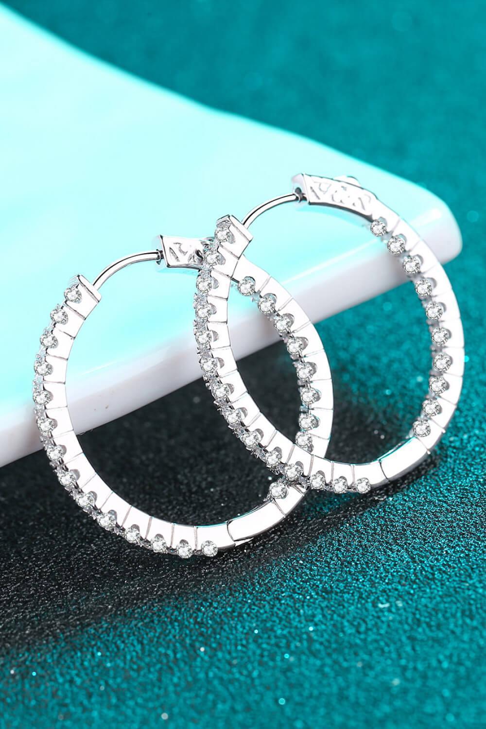 2.88 Carat Moissanite Sterling Silver Hoop Earrings - MXSTUDIO.COM