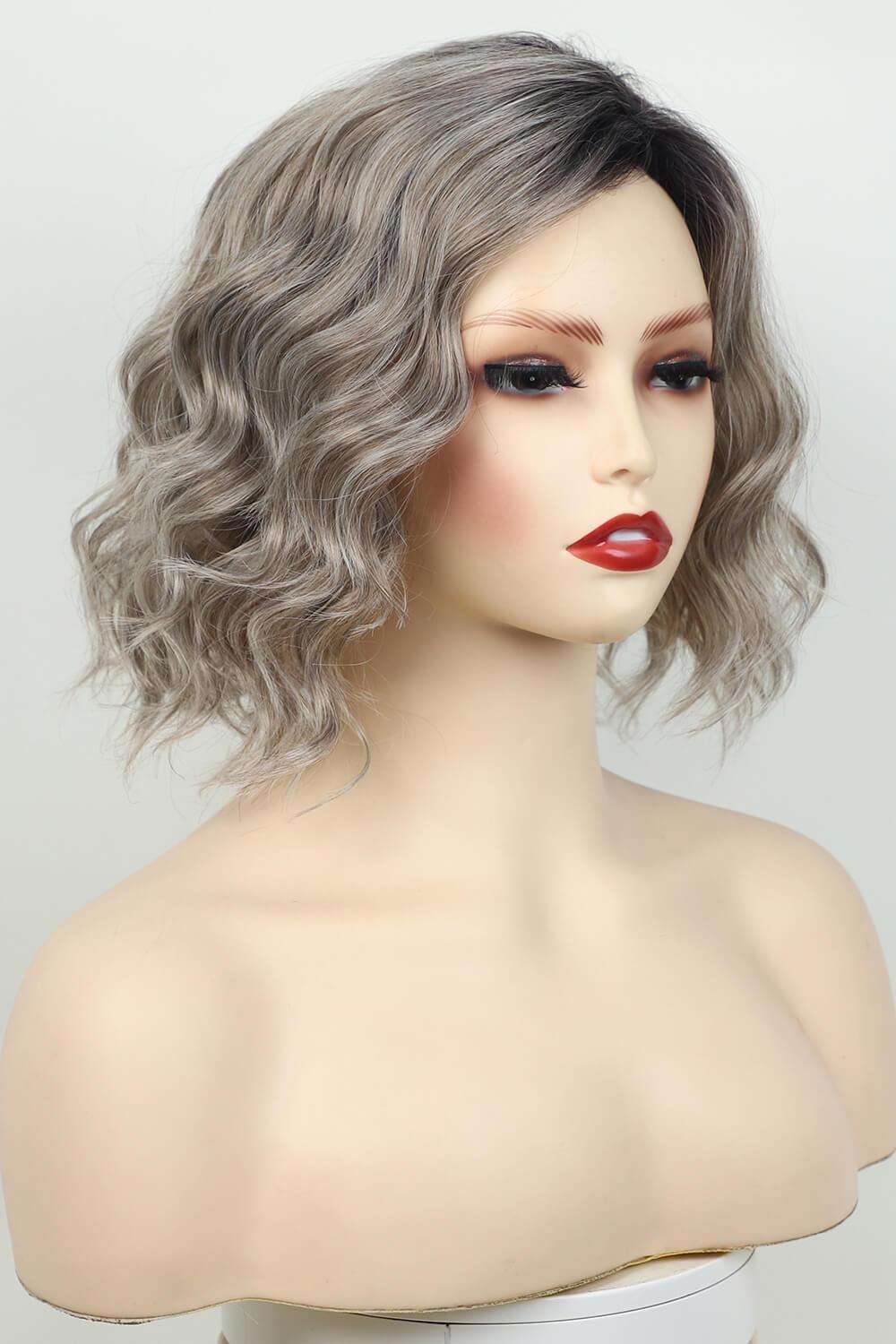 4'' Gray White Short Wavy Full-Machine Wig - MXSTUDIO.COM