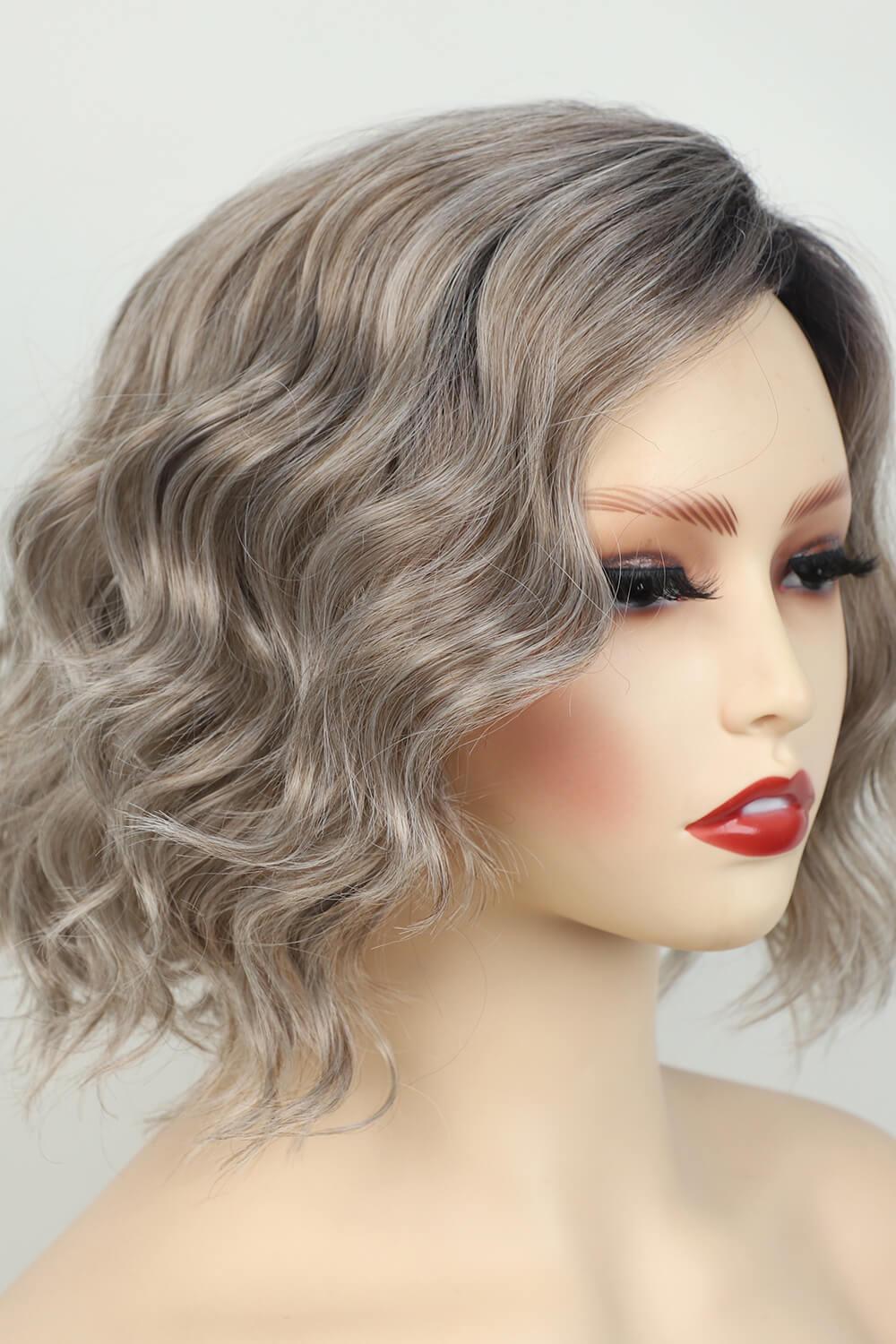 4'' Gray White Short Wavy Full-Machine Wig - MXSTUDIO.COM