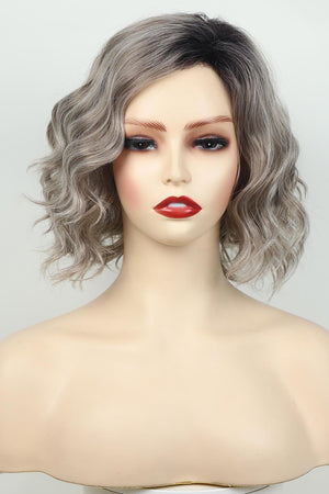 4'' Gray White Short Wavy Full-Machine Wig - MXSTUDIO.COM