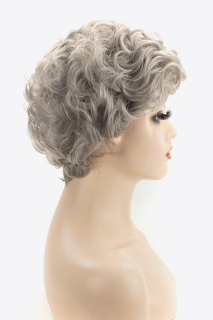 4'' White Gray Curly Short Full Machine Wig - MXSTUDIO.COM