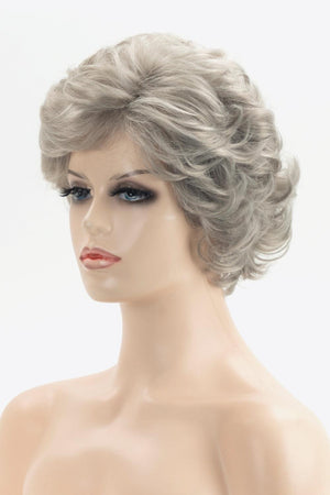 4'' White Gray Curly Short Full Machine Wig - MXSTUDIO.COM