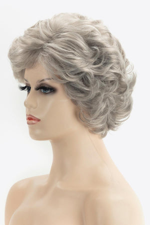 4'' White Gray Curly Short Full Machine Wig - MXSTUDIO.COM