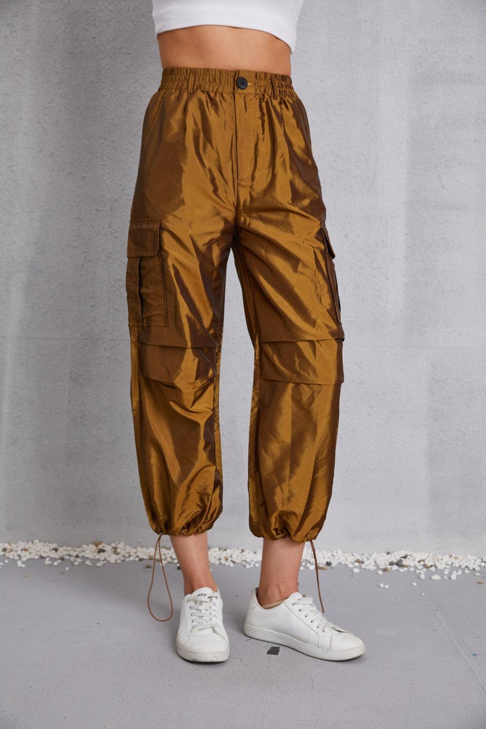 Out And About Elastic Waist Drawstring Cargo Joggers - MXSTUDIO.COM