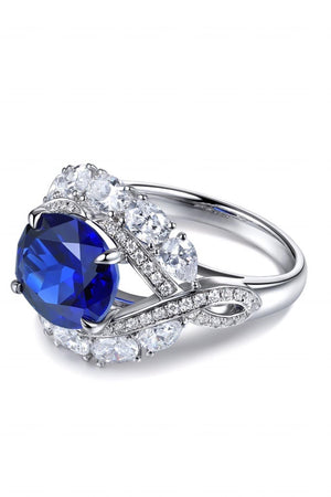 5 Carat Blue Lab-Grown Sapphire 925 Sterling Silver Ring - MXSTUDIO.COM