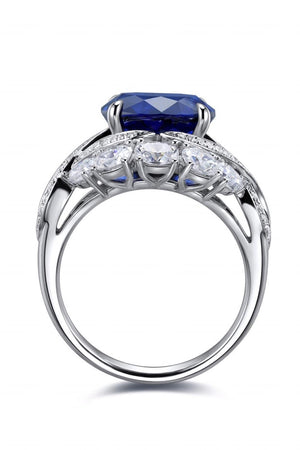 5 Carat Blue Lab-Grown Sapphire 925 Sterling Silver Ring - MXSTUDIO.COM