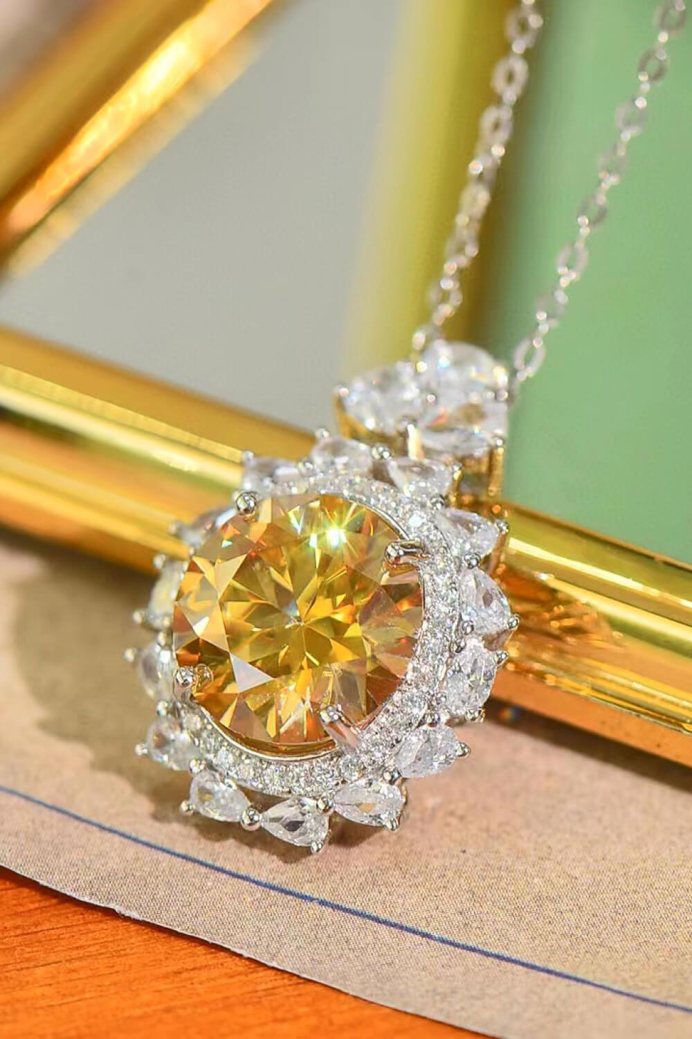 5 Carat Yellow Moissanite Pendant Necklace - MXSTUDIO.COM