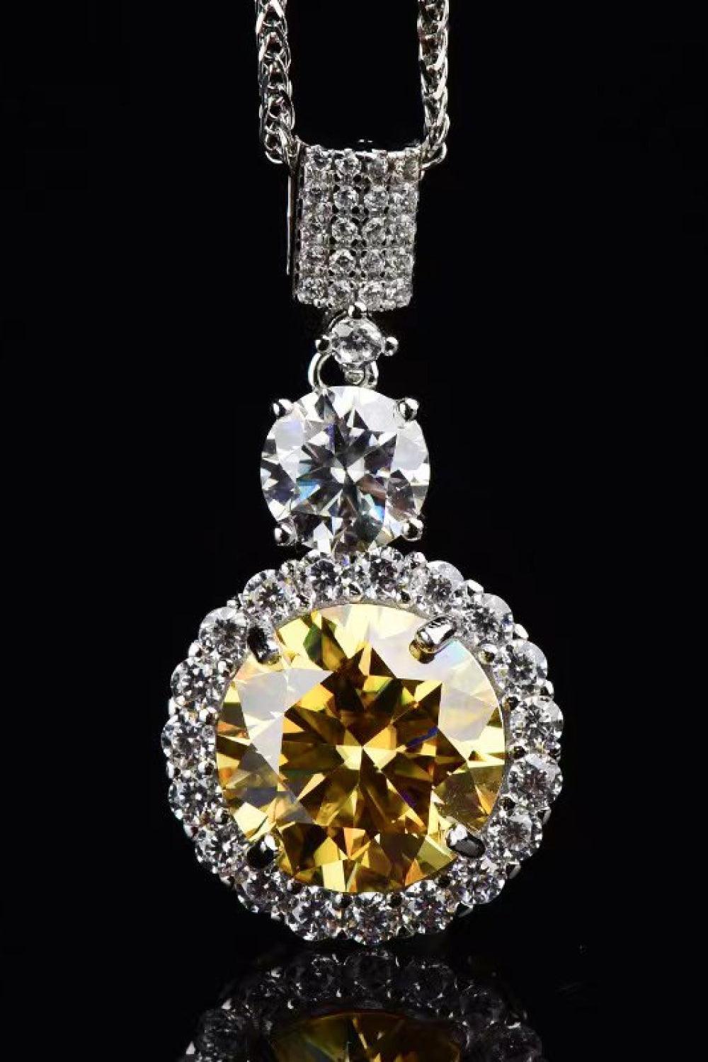 6 Carat Round Yellow Pendant Moissanite Necklace - MXSTUDIO.COM