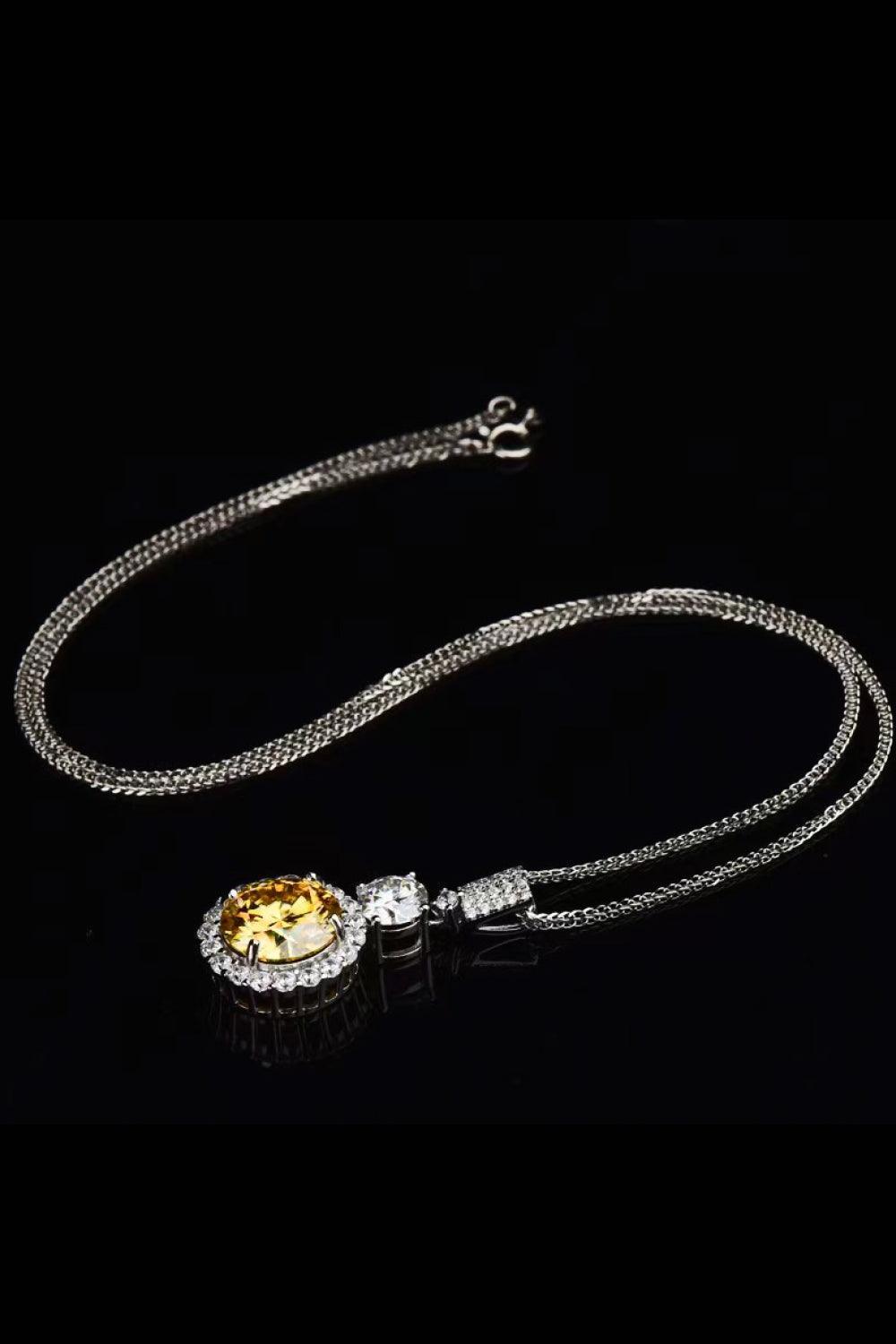 6 Carat Round Yellow Pendant Moissanite Necklace - MXSTUDIO.COM