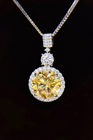 6 Carat Round Yellow Pendant Moissanite Necklace - MXSTUDIO.COM