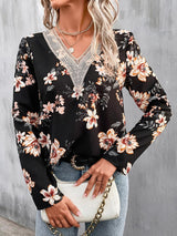 Bloom In Style V Neck Long Sleeve Floral Blouse