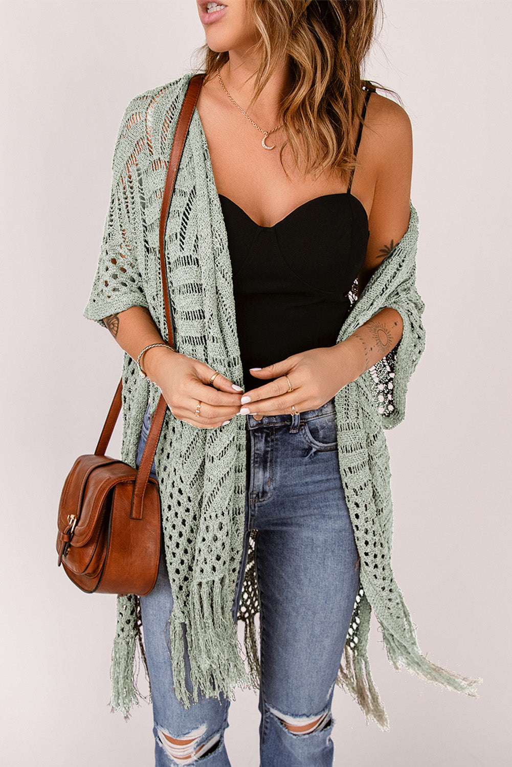 Carefree Vibe Open Front Fringe Knit Cardigan