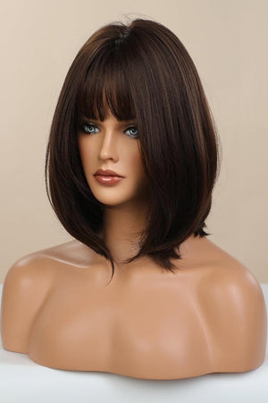 9'' Black Brown Wavy Full-Machine Wig With Bangs - MXSTUDIO.COM