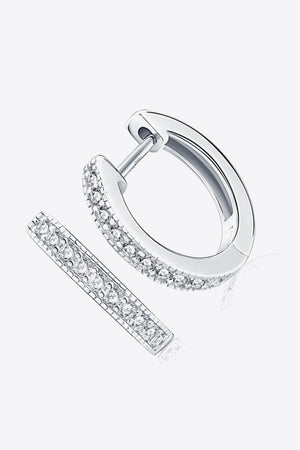 925 Sterling Silver Inlaid Moissanite Hoop Earrings - MXSTUDIO.COM