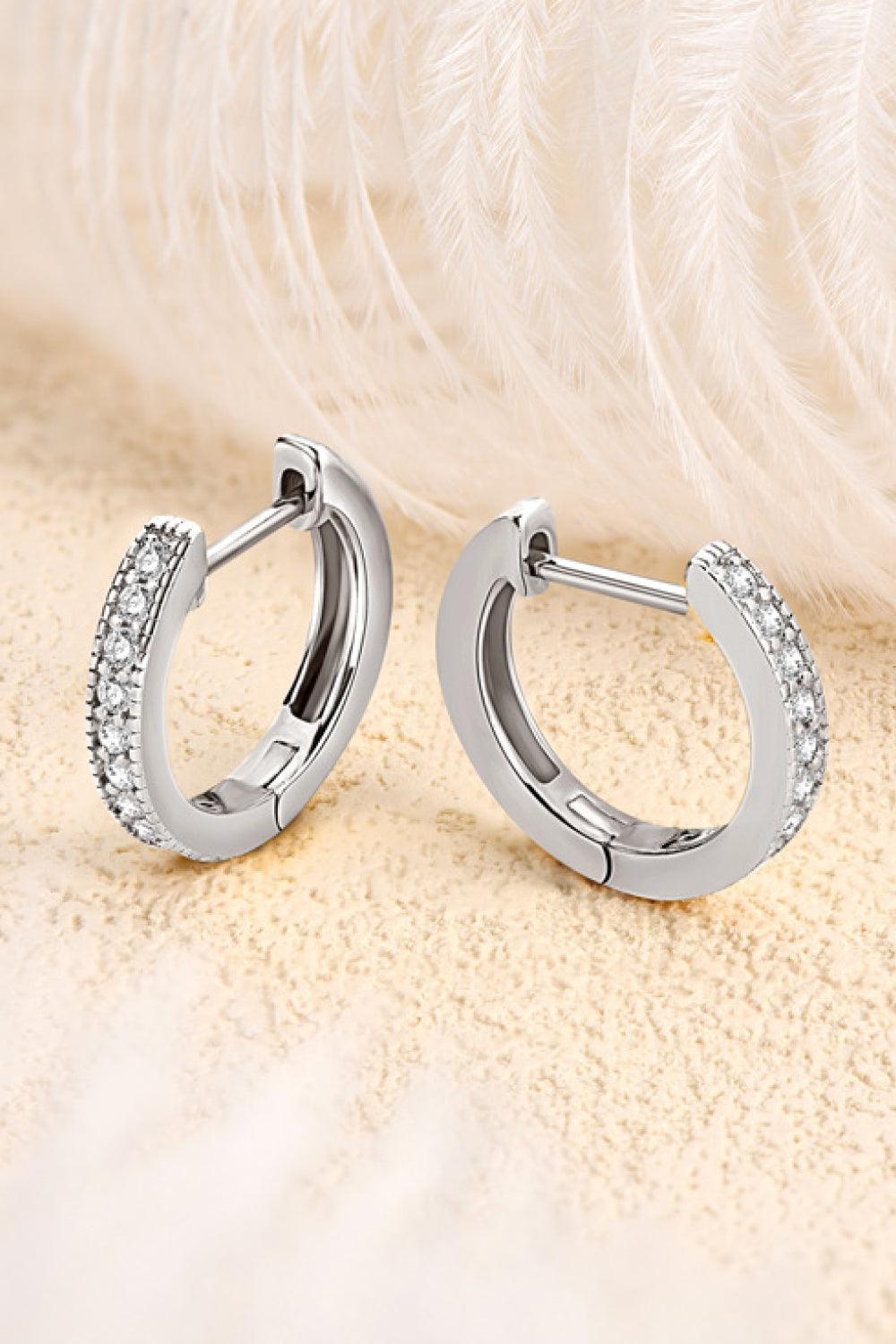 925 Sterling Silver Inlaid Moissanite Hoop Earrings - MXSTUDIO.COM