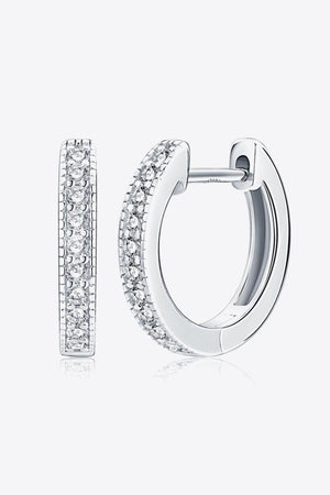 925 Sterling Silver Inlaid Moissanite Hoop Earrings - MXSTUDIO.COM