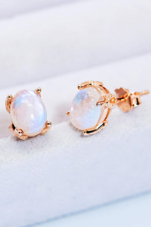 925 Sterling Silver Natural Moonstone Stud Earrings - MXSTUDIO.COM