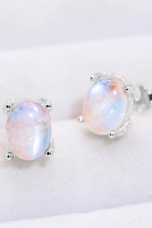 925 Sterling Silver Natural Moonstone Stud Earrings - MXSTUDIO.COM