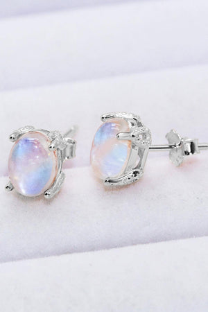 925 Sterling Silver Natural Moonstone Stud Earrings - MXSTUDIO.COM