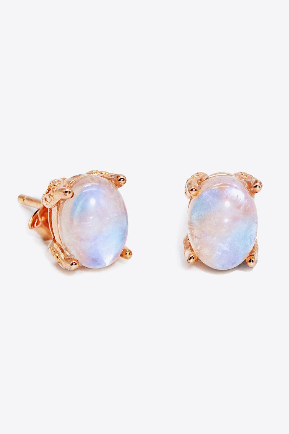 925 Sterling Silver Natural Moonstone Stud Earrings - MXSTUDIO.COM