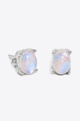 925 Sterling Silver Natural Moonstone Stud Earrings - MXSTUDIO.COM