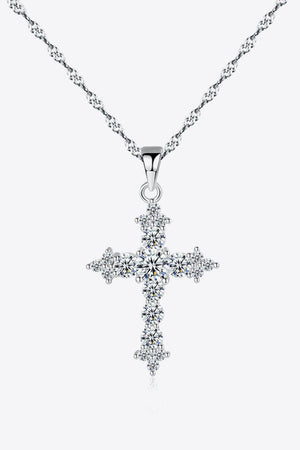 925 Sterling Silver Necklace Inlaid Zircon Cross Pendant - MXSTUDIO.COM