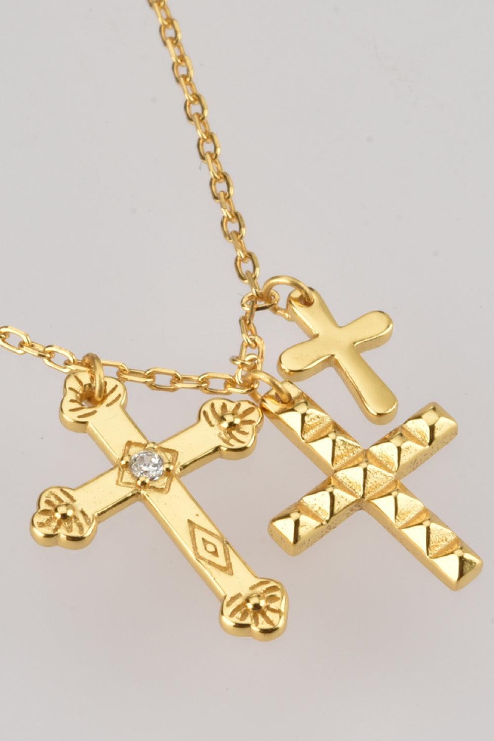 925 Sterling Silver Necklace Zircon Cross Pendant - MXSTUDIO.COM