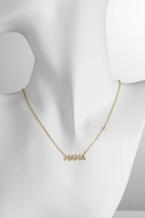 925 Sterling Silver Zircon Adorned Mama Necklace - MXSTUDIO.COM