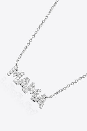 925 Sterling Silver Zircon Adorned Mama Necklace - MXSTUDIO.COM