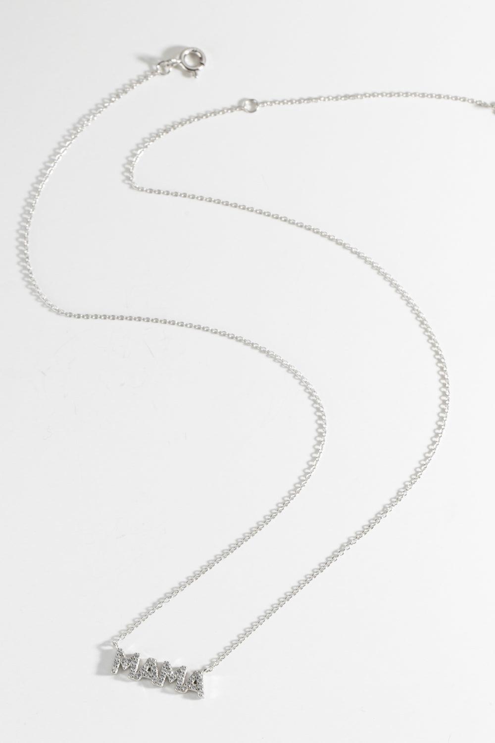 925 Sterling Silver Zircon Adorned Mama Necklace - MXSTUDIO.COM