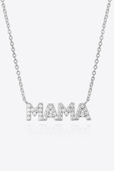 925 Sterling Silver Zircon Adorned Mama Necklace - MXSTUDIO.COM