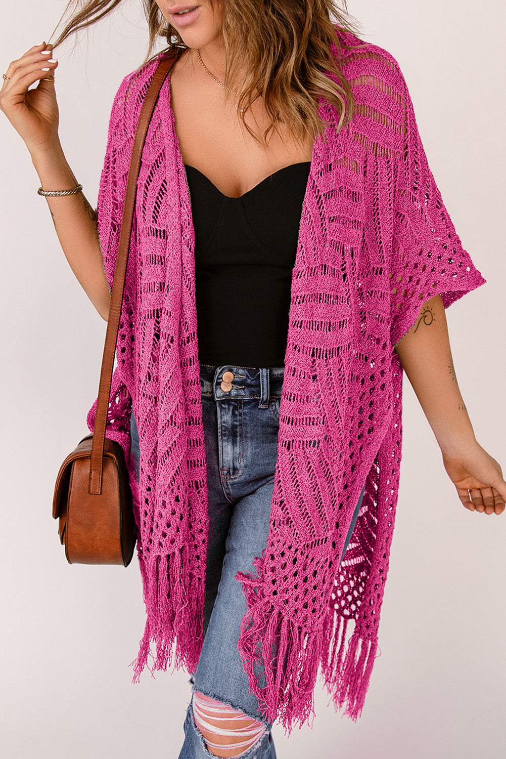 Carefree Vibe Open Front Fringe Knit Cardigan