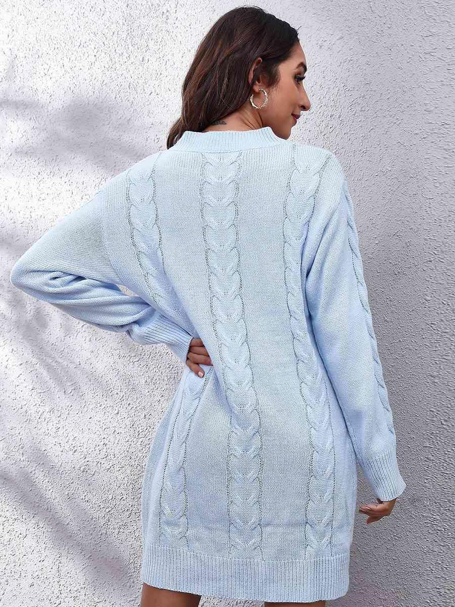 A La Mode Warmth Cable Knit Sweater Dress - MXSTUDIO.COM