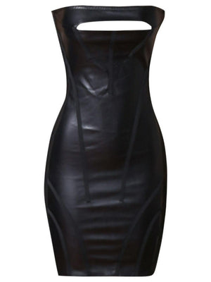 A Vixen Black Leather Bodycon Dress - MXSTUDIO.COM