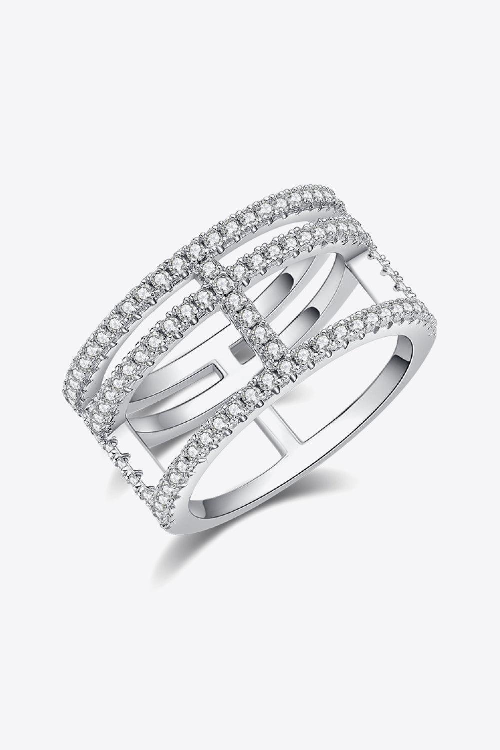 Abiding Legacy Cutout Design Moissanite Wide Band Ring - MXSTUDIO.COM